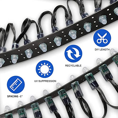 50m Black Mounting Strip for 12mm RGB Pixels - HDPE Material, 1 Inch Spacing