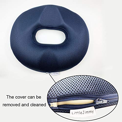 LittleJimmy Donut Pillow, Large Donut Seat Cushion for Relief Tailbone Pain, Hemmoroid Treatment, Bed Sores, Prostate, Coccyx, Sciatica, Pregnancy, Postpartum, Ergonomic Design (Mesh Cover for Female)