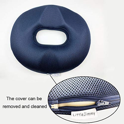 LittleJimmy Donut Pillow, Large Donut Seat Cushion for Relief Tailbone Pain, Hemmoroid Treatment, Bed Sores, Prostate, Coccyx, Sciatica, Pregnancy, Postpartum, Ergonomic Design (Mesh Cover for Female)