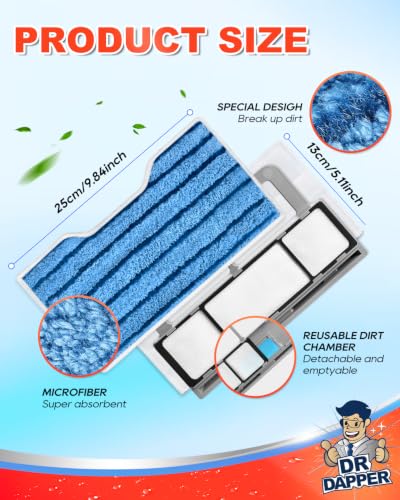 Reusable Mop Pads Compatible with Shark Vac Mop VM252 VM250 VM401 Blue 1+4+8 Pack