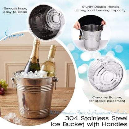 Meekoo 8.4QT Stainless Steel Champagne Bucket with Handle - Silver Barware