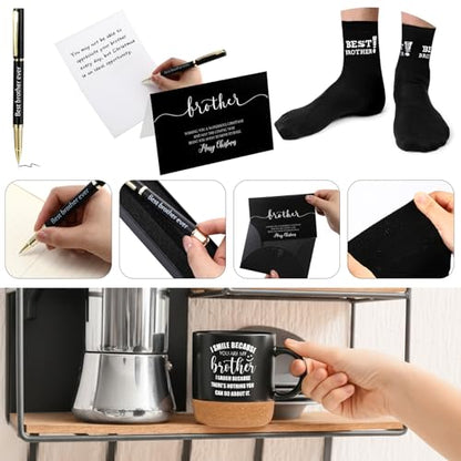 Brother Gifts Set - Coffee Mug Socks Pen Card Gift Box for Brothers