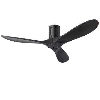 ducrew 52” Flush Mount Ceiling Fans No Lights and Remote/APP Control, 6 Speed DC Motor, Low Profile Ceiling Fan Without Light for Bedroom, Hallway,Indoor/Outdoor(Matte Black)