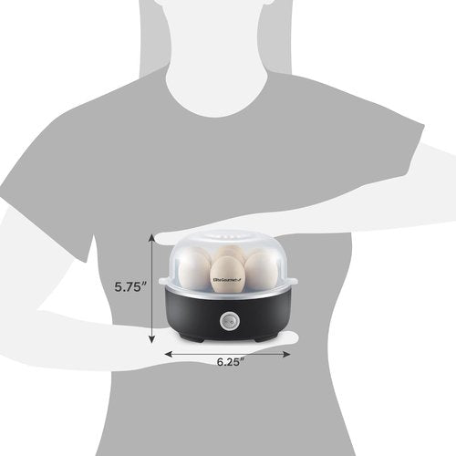 Elite Gourmet Easy Egg Cooker - Electric 7-Egg Capacity with Auto Shut-Off & Measuring Cup | Classic Black