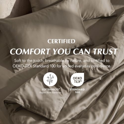EverGrace Queen Size Rayon from Bamboo Duvet Cover Set - Mocha Brown