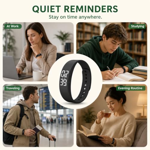 Vibrating Alarm Wristband Dual-Button Silent Reminder Watch