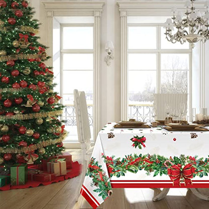 Tiamon 6 Pieces Christmas Plastic Tablecloths Disposable Holiday Coverings - Extra Large