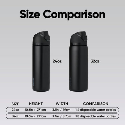 Owala FreeSip Insulated Stainless Steel Water Bottle - BPA-Free, 24 Oz, Ideal for Travel - Very Dark
