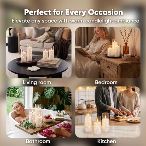 Raycare 18 Pcs Flameless Battery Operated Pillar Candles with Remote Timer - White