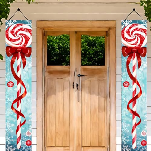 Door Hanging Banner with Candy Cane and Snowflake Design – 71 x 12 in, 01 Variation