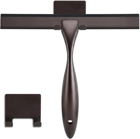 NETANY Shower Squeegee - 10-Inch Bronze Stainless Steel Tool for Streak-Free Bathroom & Shower Use