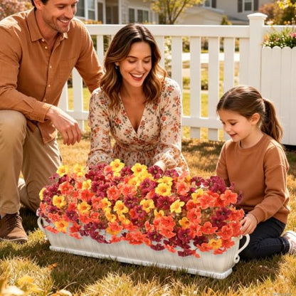 24PCS Artificial Fall Mums Flowers for Outdoor & Indoor Decoration