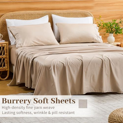 Bedlifes 1000TC Egyptian Cotton King Sheet Set - Linen / King - 16" Deep Pocket