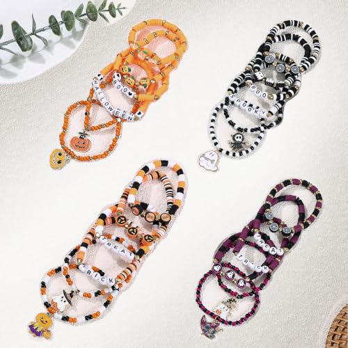 Halloween 24-Piece Beaded Friendship Bracelets for Women Handmade Stackable Jewelry