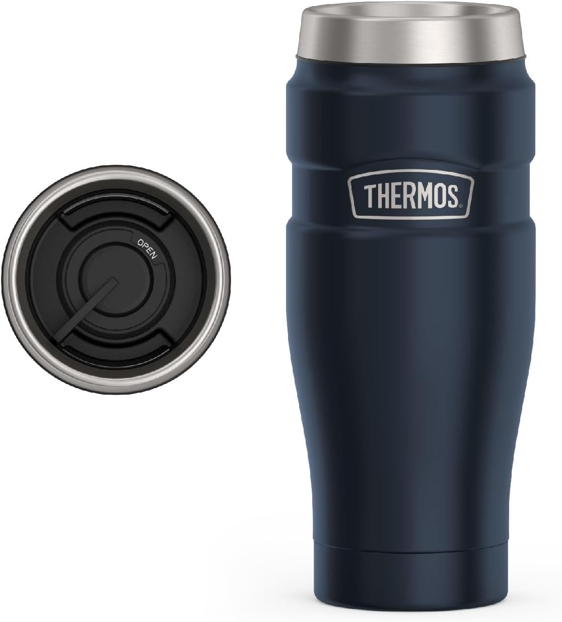 THERMOS Stainless King Vacuum-Insulated Tumbler - 16oz Midnight Blue | Leak-Proof Coffee Cup for Hot & Cold Drinks