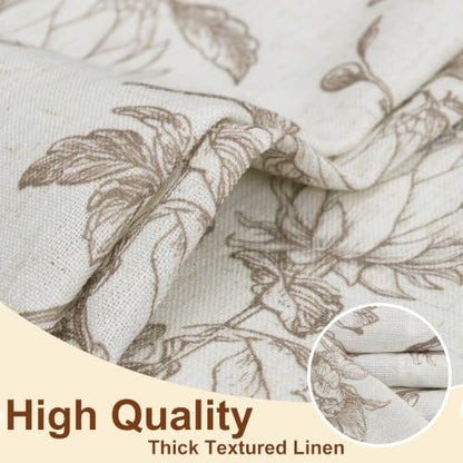 Protea Line Linen Valance Curtain 52x14 Inch Taupe Farmhouse Style