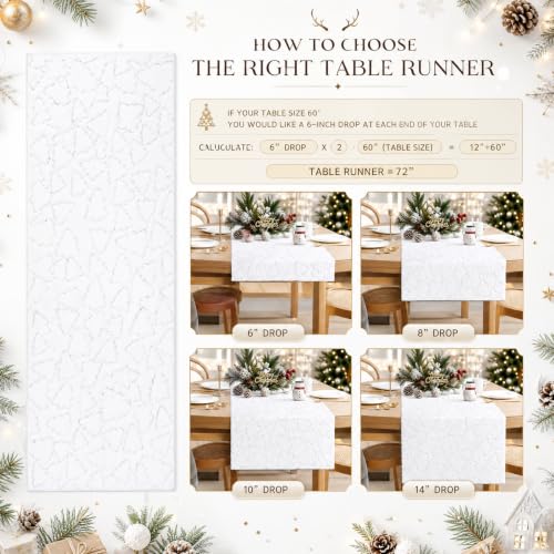 Silver Sequin Tree Christmas Table Runner Faux Fur 13x72 Inch - Holiday Decor