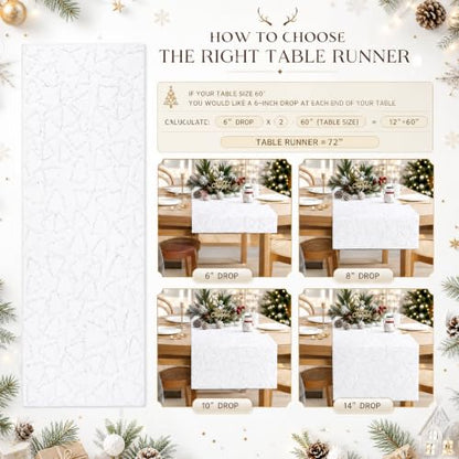 Silver Sequin Tree Christmas Table Runner Faux Fur 13x72 Inch - Holiday Decor