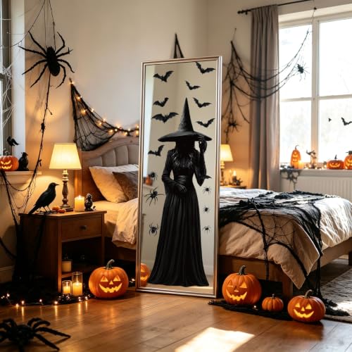 4 Large Halloween Window Clings for Decorations - Spiders, Bats, Pumpkins