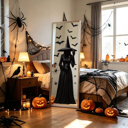 4 Large Halloween Window Clings for Decorations - Spiders, Bats, Pumpkins