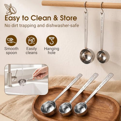 Stainless Steel Coffee Measuring Spoons Set - 1Tbsp 15ml & 2Tbsp 30ml Kitchen Utensils