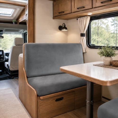 Dark Grey Velvet RV Dinette Cushion Covers Set - 2 Backrest & 2 Bench