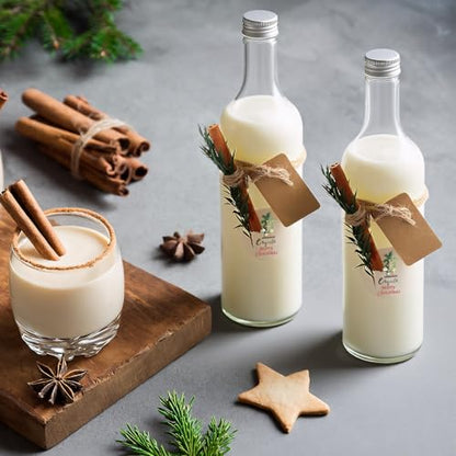 6-Pack 25 oz Christmas Coquito Wine Bottles with Gift Bags and Decorations