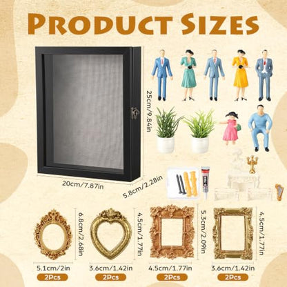 Dark Green Mini DIY Museum Shadow Box Frame with Vintage Accents