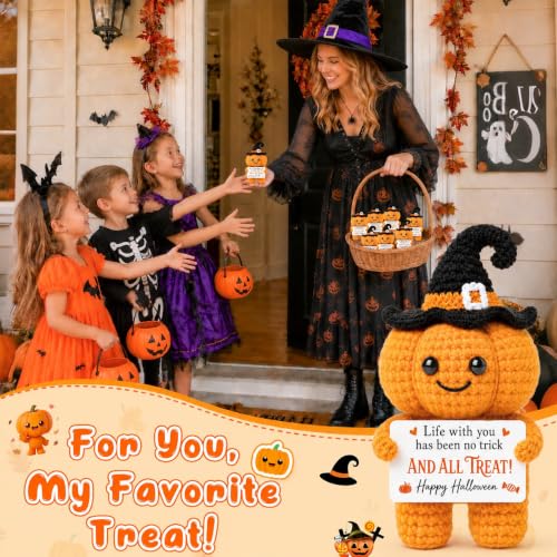 Halloween Crochet Pumpkin Basket Stuffer for Men Women Spooky Gift