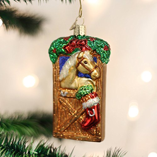 Glass Blown Horse Ornament for Christmas Tree - Stall Scene, Hand-Painted