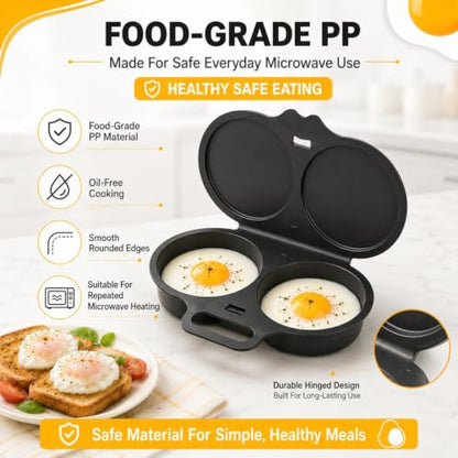 Dark Gray Microwave Egg Poacher with Lid & Handle - Dual Cavity 2026