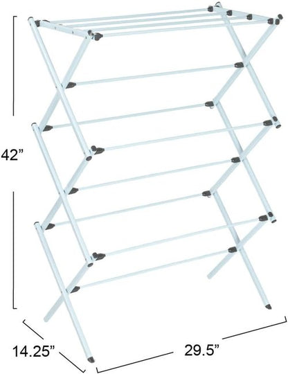 Household Essentials Folding Clothes Drying Rack - Strong Steel Frame with 11 Coated Dowels, White