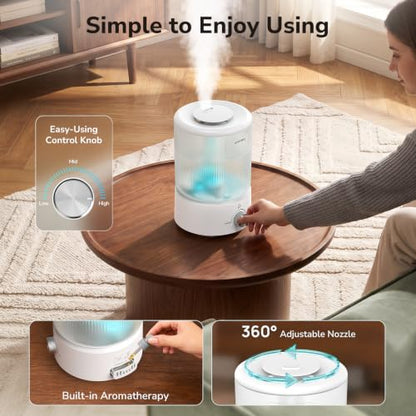 2.5L White Top Fill Humidifier for Bedroom — Quiet 25H Runtime & Aromatherapy