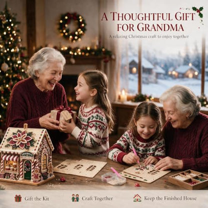 3D Christmas House Diamond Art Kit for Adults with Pearl Beads - Santa Variation