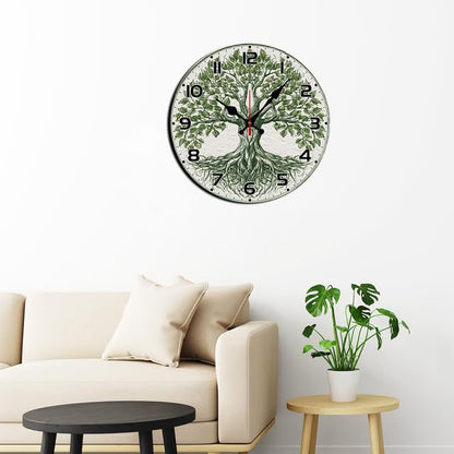 Tree of Life 12in Wooden Wall Clock – Silent Non-Tick Battery Powered