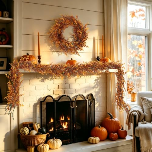 Artificial Fall Eucalyptus Garland - Brown, 3 Pack, 5.8 Ft Hanging Vines