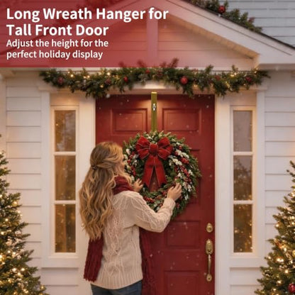 Adjustable Wreath Hanger for Front Door - Gold, Supports Up to 20 lb