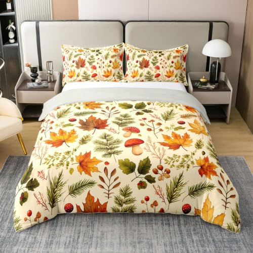 Fall Harvest Cotton Duvet Cover Set for Kids Twin Bed - Orange Green