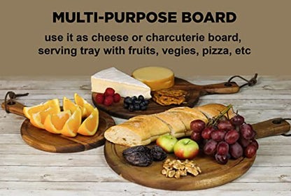 Homwoody Acacia Wood Cutting Boards with handle/Cheese Board-Acacia Cutting Board/Charcuterie Boards-Wood Cutting Board Set/Wooden Chopping Board Set of 3-Kitchen Gadgets