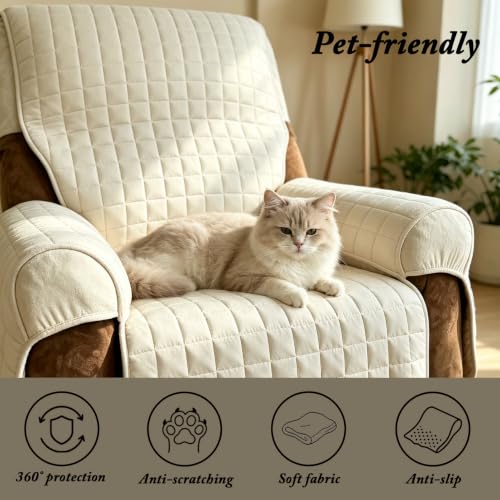 Non-Slip Recliner Cover with Pockets for 22-inch Coffee Recliners - Washable