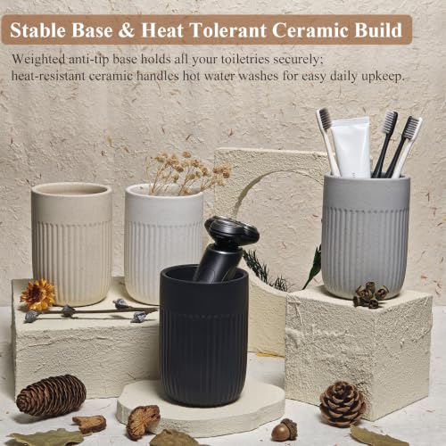 White Ceramic Toothbrush Holder for Bathroom - NALYVOR 1 Piece