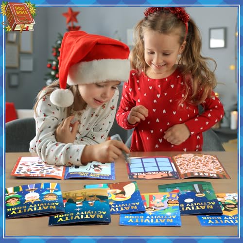 Nativity Activity Books for Kids - 24 Mini Coloring & Game Set - Variation of 24 / Nativity