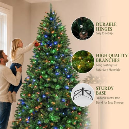 6FT Prelit Artificial Christmas Tree with 1032 Tips, 10 Lighting Modes, Multicolor - Classic Style