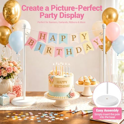 White Wooden Tabletop Banner Stand Set with Stable Base for Events