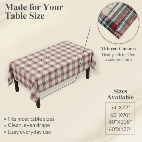 Misteli Beige Plaid Rectangular Tablecloth 120x60 Inches Cotton Blend Washable