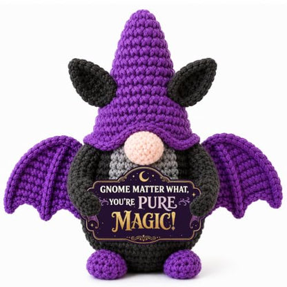 Witchy Gift for Women Halloween Boo Basket Stuffers Crochet Bat Gnome - Dark Aesthetic Decor