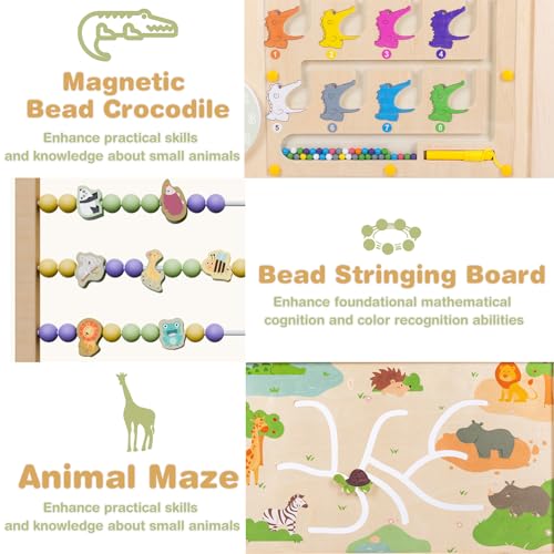 Foldable Wooden Baby Playpen 55x55x24 Inches with Activity Boards & Toy Set