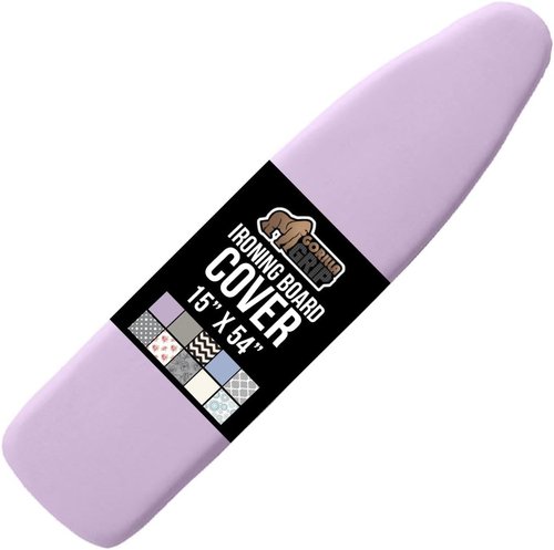 GORILLA GRIP The Original Ironing Board Cover and Pad, Silicone Coating, 400°F Scorch Resistant Thick Padding, Heavy Duty Iron Covers Standard Boards, Hook and Loop Fastener Strap, Light Purple 15x54