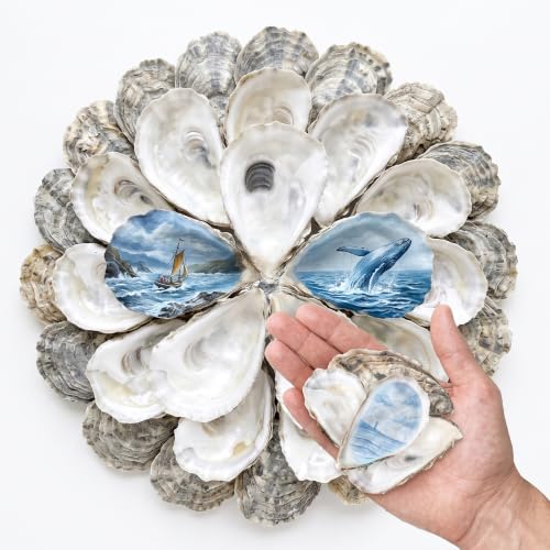 30PCS Flat Oyster Shells for Crafts 2-3 Inch Seashells Natural DIY Decor