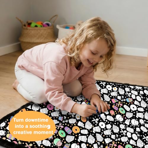 DIY Coloring Blanket for Adults & Kids - Desserts Variation 50x60 Inch